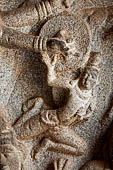 Mamallapuram - Tamil Nadu. The Varaha mandapa, panel of Vishnu Trivikrama 